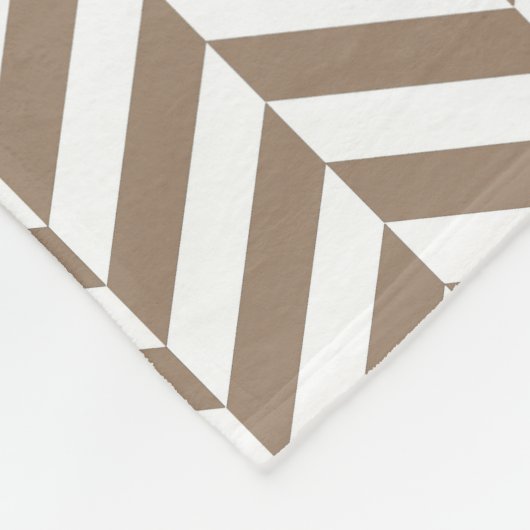 Tan White Herringbone Monogram Fleece Deken (Hoek)