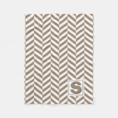 Tan White Herringbone Monogram Fleece Deken (Voorkant)