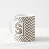 Tan White Herringbone Monogram Koffiemok (Voorkant links)