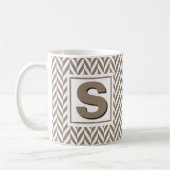 Tan White Herringbone Monogram Koffiemok (Links)