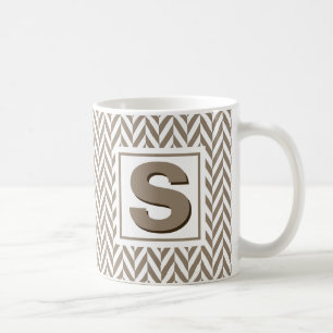 Tan White Herringbone Monogram Koffiemok