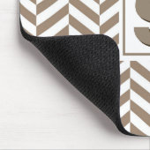 Tan White Herringbone Monogram Muismat (Hoek)