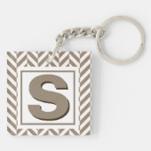 Tan White Herringbone Monogram Sleutelhanger (Achterkant)