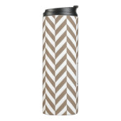 Tan White Herringbone Monogram Thermosbeker (Gedraaid links)