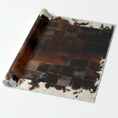 Tan White Koeienhuid Print wrapping paper Cadeaupapier (Uitgerold)