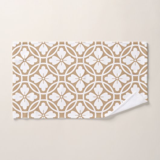 Tan & White Pattern Bad Handdoek (Handdoek)