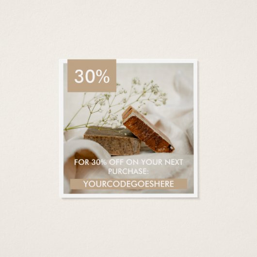 Tan White Photo & Promo Code Hartelijk dank Vierkante Visitekaartjes (Achterkant)