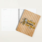 Tan & White Striped BEE Strong Inspirerend Quote Planner (Display)