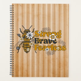 Tan & White Striped BEE Strong Inspirerend Quote Planner