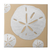 Tan & White Tropical Beach Sand Dollar Tegeltje (Voorkant)
