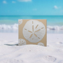 Tan & White Tropical Beach Sand Dollar Tegeltje