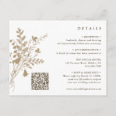 Tan & White Wildflower Boeket Bruiloft Details Informatiekaartje (Voorkant)