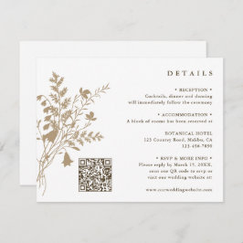 Tan & White Wildflower Boeket Bruiloft Details Informatiekaartje