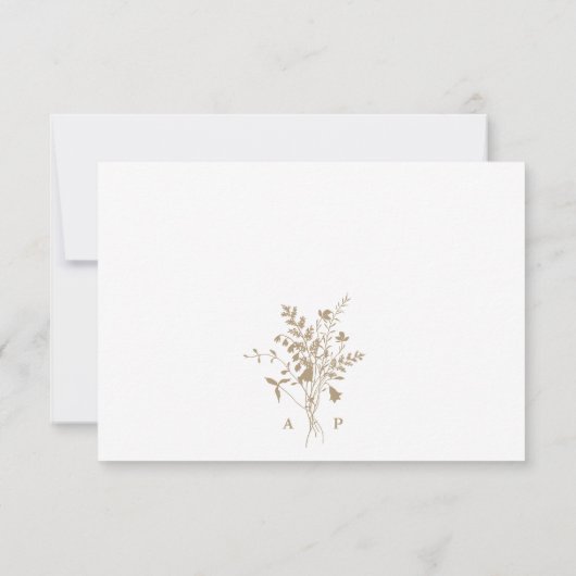 Tan & White Wildflower Bruiloft Maaltijd Keuze RSVP Kaartje (Achterkant)