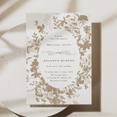 Tan White Wildflower Silhouet Bruiloft Kaart