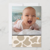 Tan Who's in the MOOO-D Cow Print 1st Birthday Kaart (Achterkant)