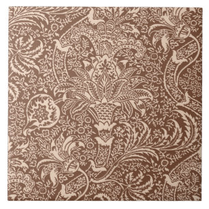 Tan William Morris Indiër, Taupe en Beige Tegeltje
