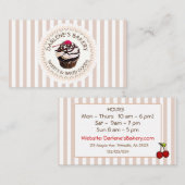 Tan & Wit Gestreepte Chocolade Cupcake Visitekaart Visitekaartje (Voorkant / Achterkant)