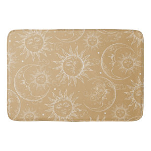 Tan & Wit Vintage Hemel Zon Maan Sterren Badmat