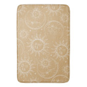 Tan & Wit Vintage Hemel Zon Maan Sterren Badmat (Voorkant Verticaal)