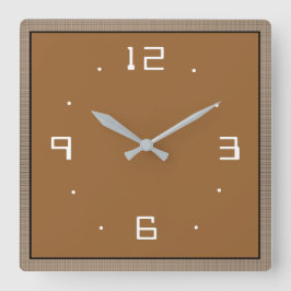 Tan with White Numerals >Plain Kitchen Clocks Vierkante Klok