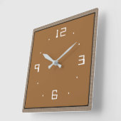 Tan with White Numerals >Plain Kitchen Clocks Vierkante Klok (Hoek)