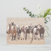 Tan witte bruine paarden plat dank je kaart (Staand voorkant)