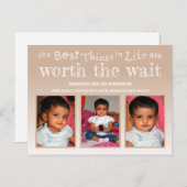 Tan Worth the Wait Adoption 3 Foto Briefkaart (Voorkant / Achterkant)