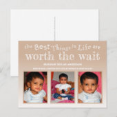 Tan Worth the Wait Adoption 3 Foto Briefkaart (Voorkant / Achterkant)