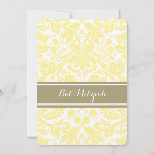 Tan Yellow Damask Bat Mitswa Uitnodigingen (Voorkant)