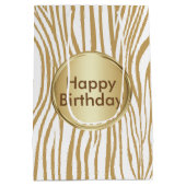 Tan Zebra Stripes Aangepaste tekst Medium Cadeauzakje (Achterkant)