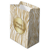 Tan Zebra Stripes Aangepaste tekst Medium Cadeauzakje (Achterkant Gekanteld)