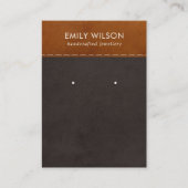 TAN ZWART LEDEREN TEXTUUR STUD OORBEL DISPLAY VISITEKAARTJE (Voorkant)