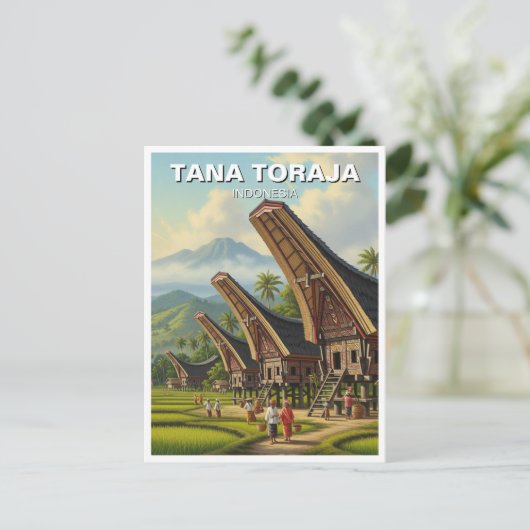 Tana Toraja Indonesia Reizen Briefkaart (Staand voorkant)