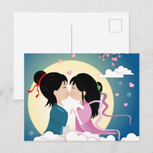 Tanabata Cowherd en Weaver Girl Briefkaart (Voorkant / Achterkant)