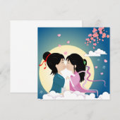 Tanabata Cowherd en Weaver Girl Button Briefkaart (Voorkant / Achterkant)