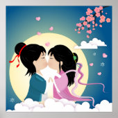 Tanabata Cowherd en Weaver Girl Button Briefkaart Poster (Voorkant)