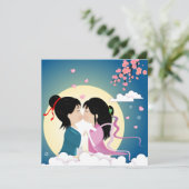 Tanabata-herder en weefster knopansichtkaart (Staand voorkant)