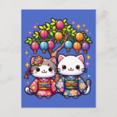 Tanabata Kittens in Kimonos Briefkaart (Voorkant)