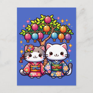 Tanabata Kittens in Kimonos Briefkaart