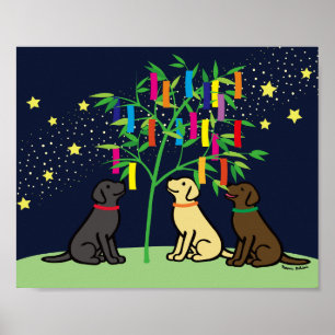 Tanabata Labrador Retriever Stars and Milky Way Poster