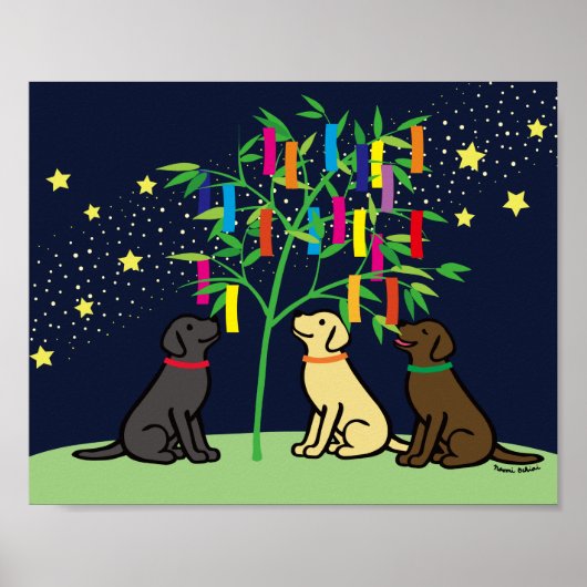Tanabata Labrador Retriever Stars and Milky Way Poster (Voorkant)