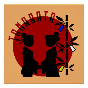 Tanabata paar silhouet perfect poster