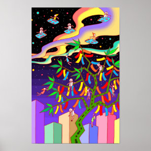 Tanabata Sterrenfestival op een levendige avond. Poster