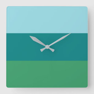 Tanager Turquoise, Blauwgroen blauw en Kelly Green Vierkante Klok
