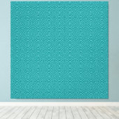 Tanager Turquoise en Blauwgroen Blue Repat Pattern Canvas Afdruk (Insitu (Houten vloer))