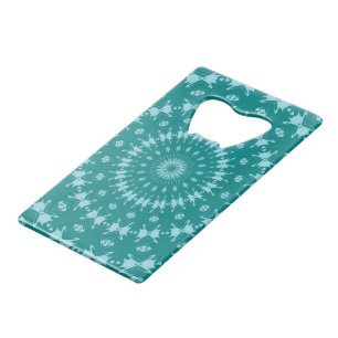 Tanager Turquoise en Teal Blauwe Abstracte Patroon Creditkaart Flessenopener