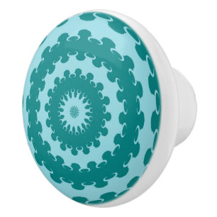 Tanager Turquoise en Teal Blauwe Halve Maan Boeren Keramische Knop