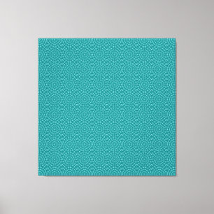 Tanager Turquoise en Teal Blauwe Herhalingspatroon Canvas Afdruk