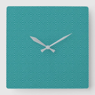 Tanager Turquoise en Teal Blauwe Herhalingspatroon Vierkante Klok